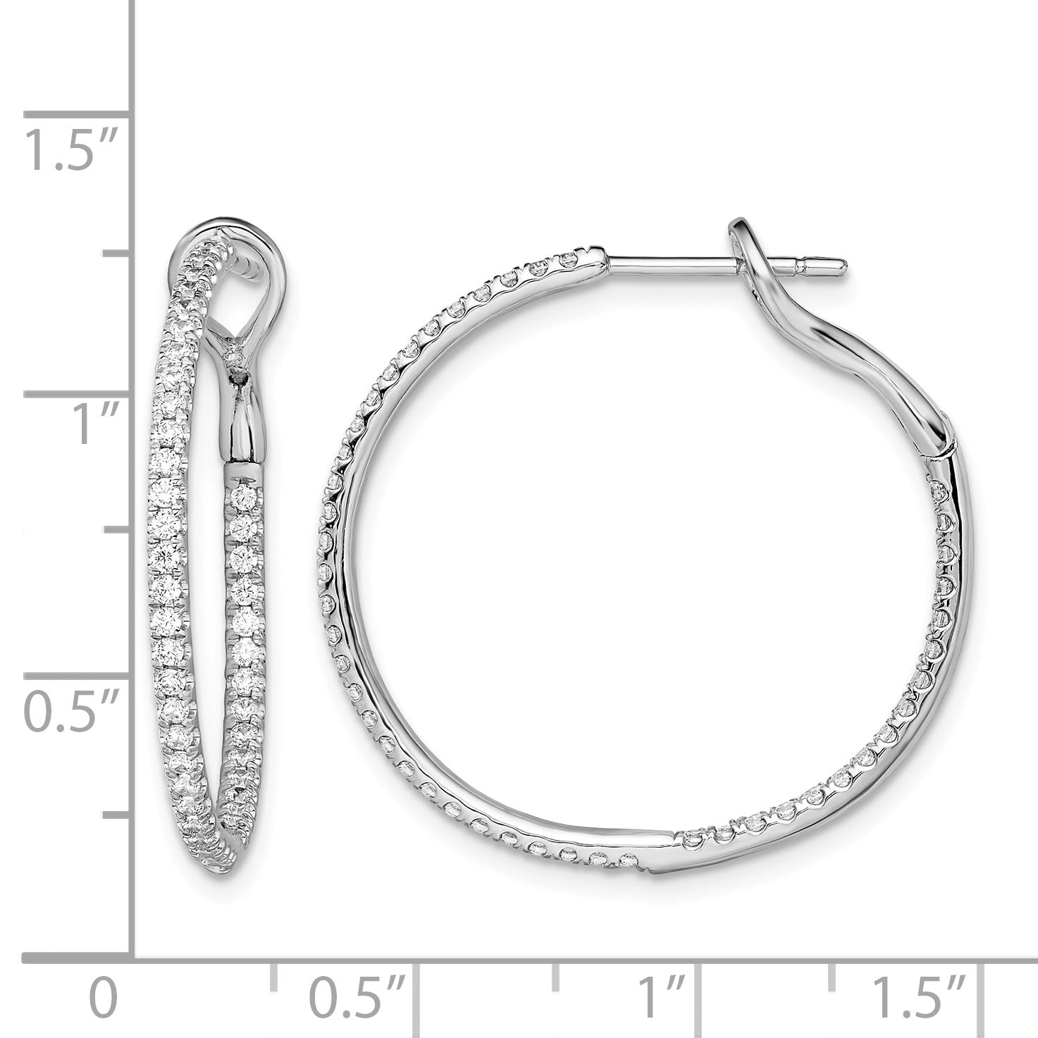14K Weißgold 0,75 ct. Laborgezüchtete Diamant-Creolen VS/SI+ G+ Komplett Umlaufend