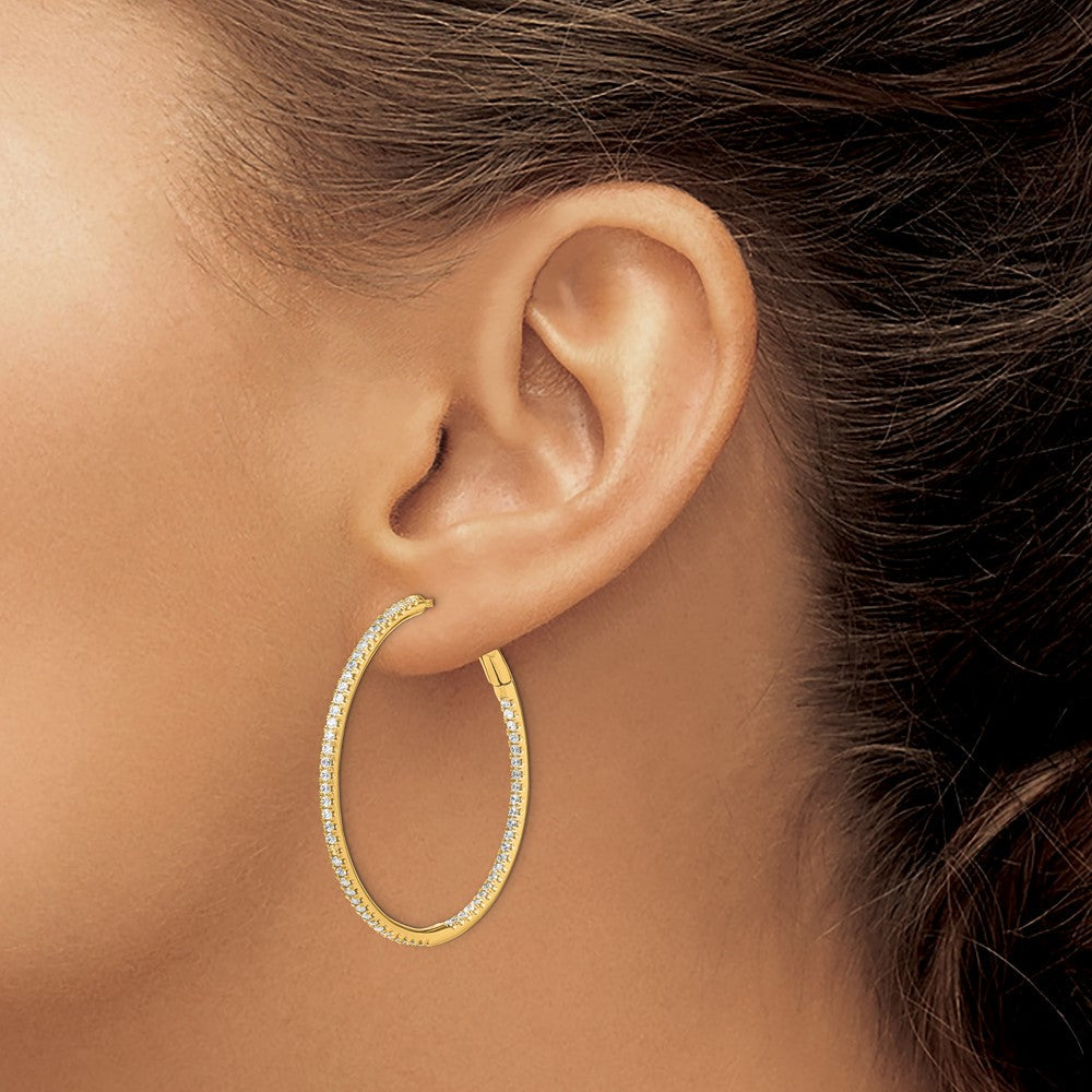 14K Gelbgold Creolen mit 1 ct. im Labor gezüchteten Diamanten VS/SI+ G+ „In and Out"