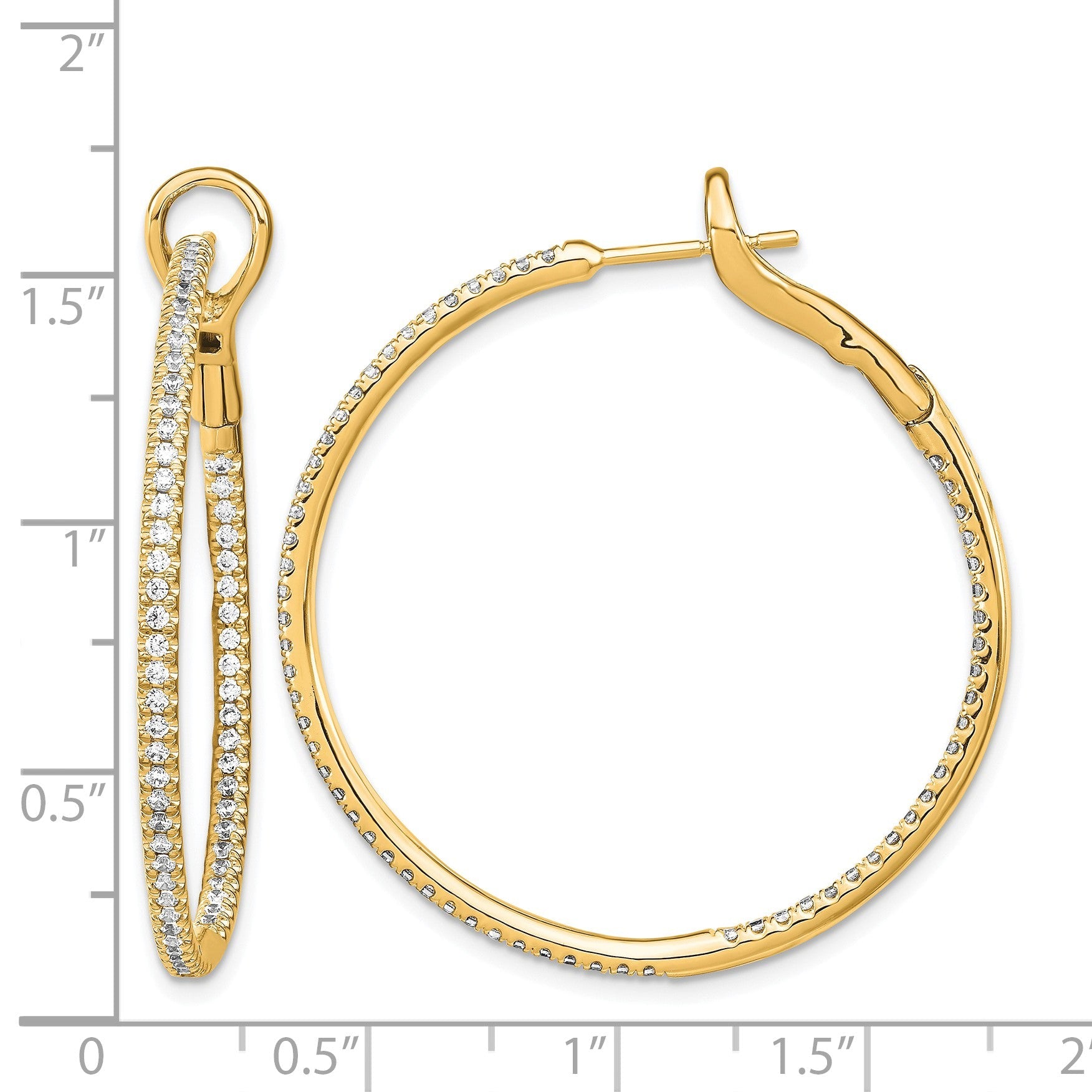 14K Gelbgold Creolen mit 1 ct. im Labor gezüchteten Diamanten VS/SI+ G+ „In and Out"