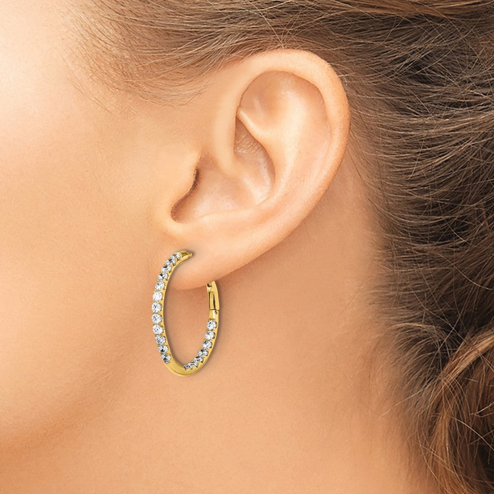 14K Gelbgold Creolen mit 2 ct. laborgezüchteten Diamanten VS/SI+ G+ "In and Out"