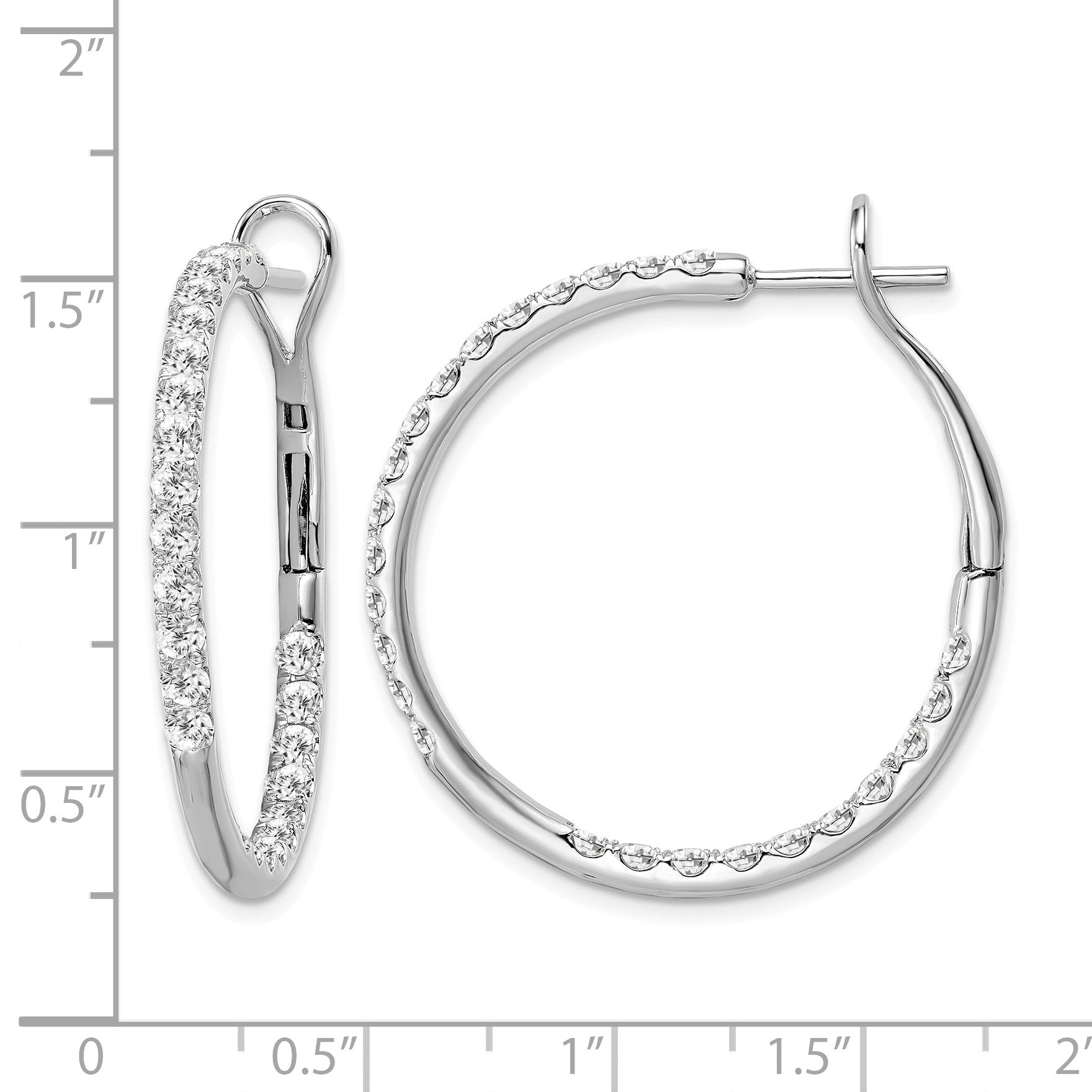 14K Weißgold Creolen mit Labor gezüchteten Diamanten VS/SI FGH In & Out