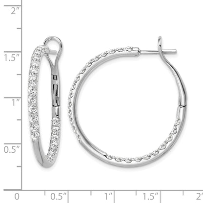 14K Weißgold Creolen mit Labor gezüchteten Diamanten VS/SI FGH In & Out