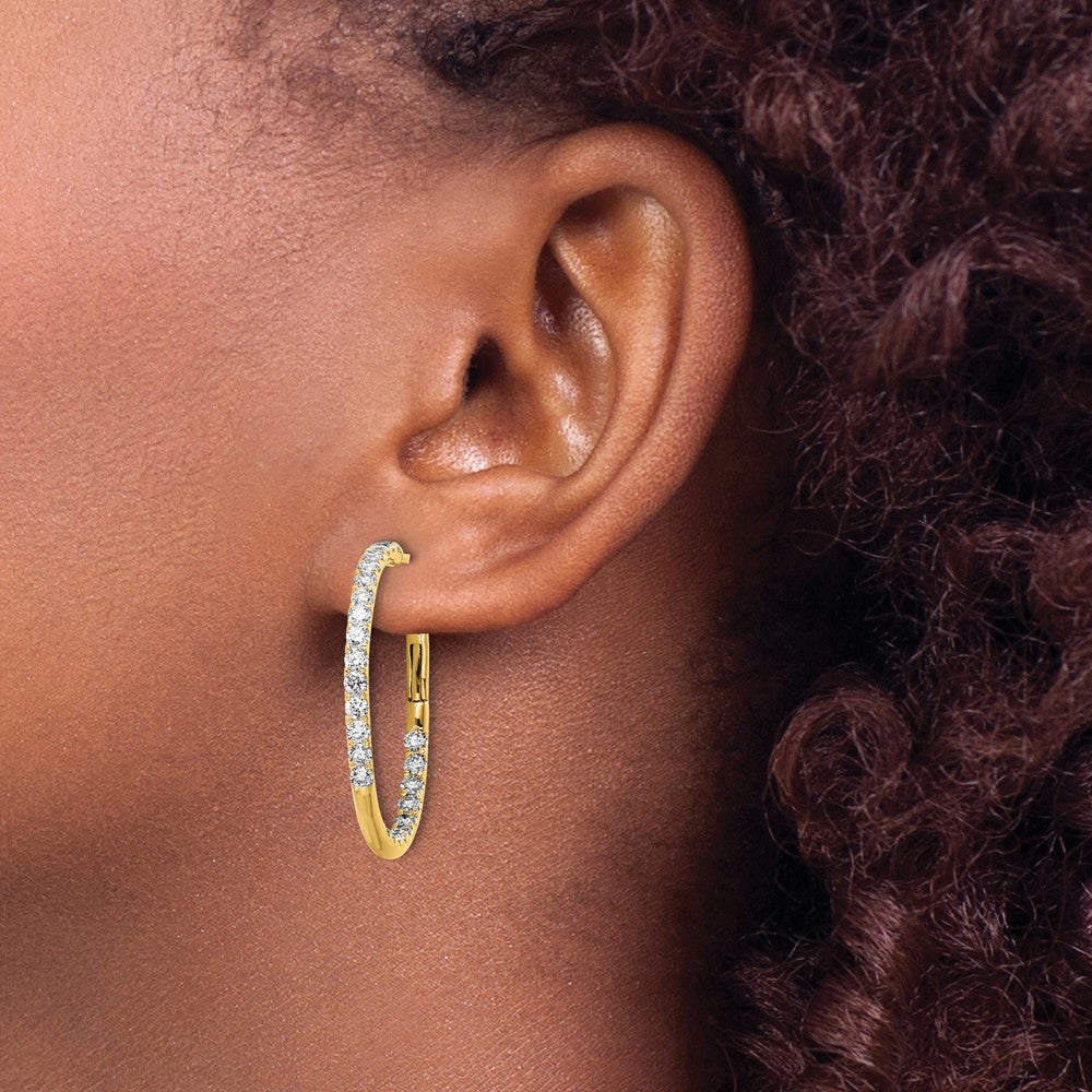 14K Gelbgold Labor gezüchtete Diamant VS/SI FGH In & Out Creolen