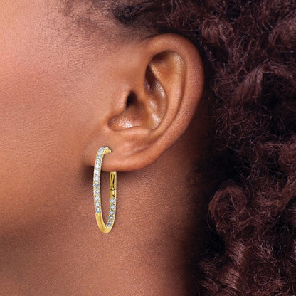 14K Gelbgold Labor gezüchtete Diamant VS/SI FGH In & Out Creolen