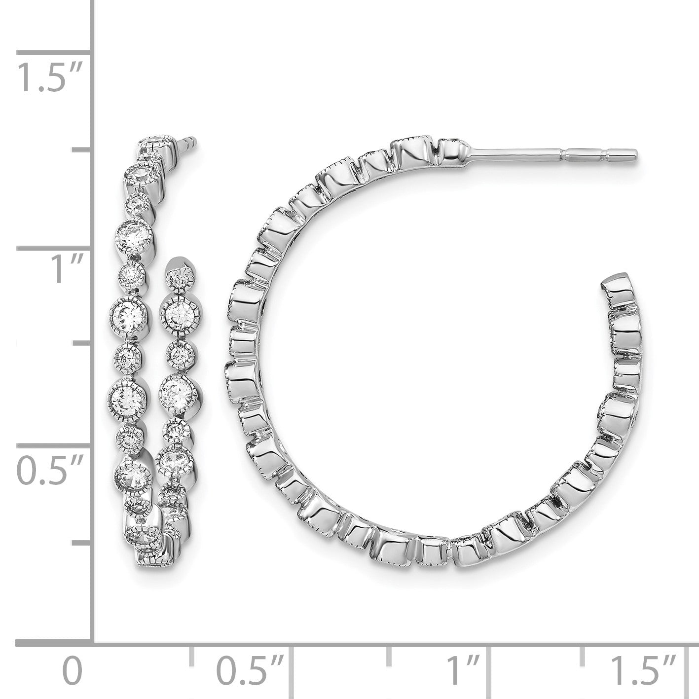 14K Weißgold Creolen mit Steckverschluss, Kreis-Zargenfassung, 0,875 ct. Laborgezüchtete Diamanten, VS/SI+ G+