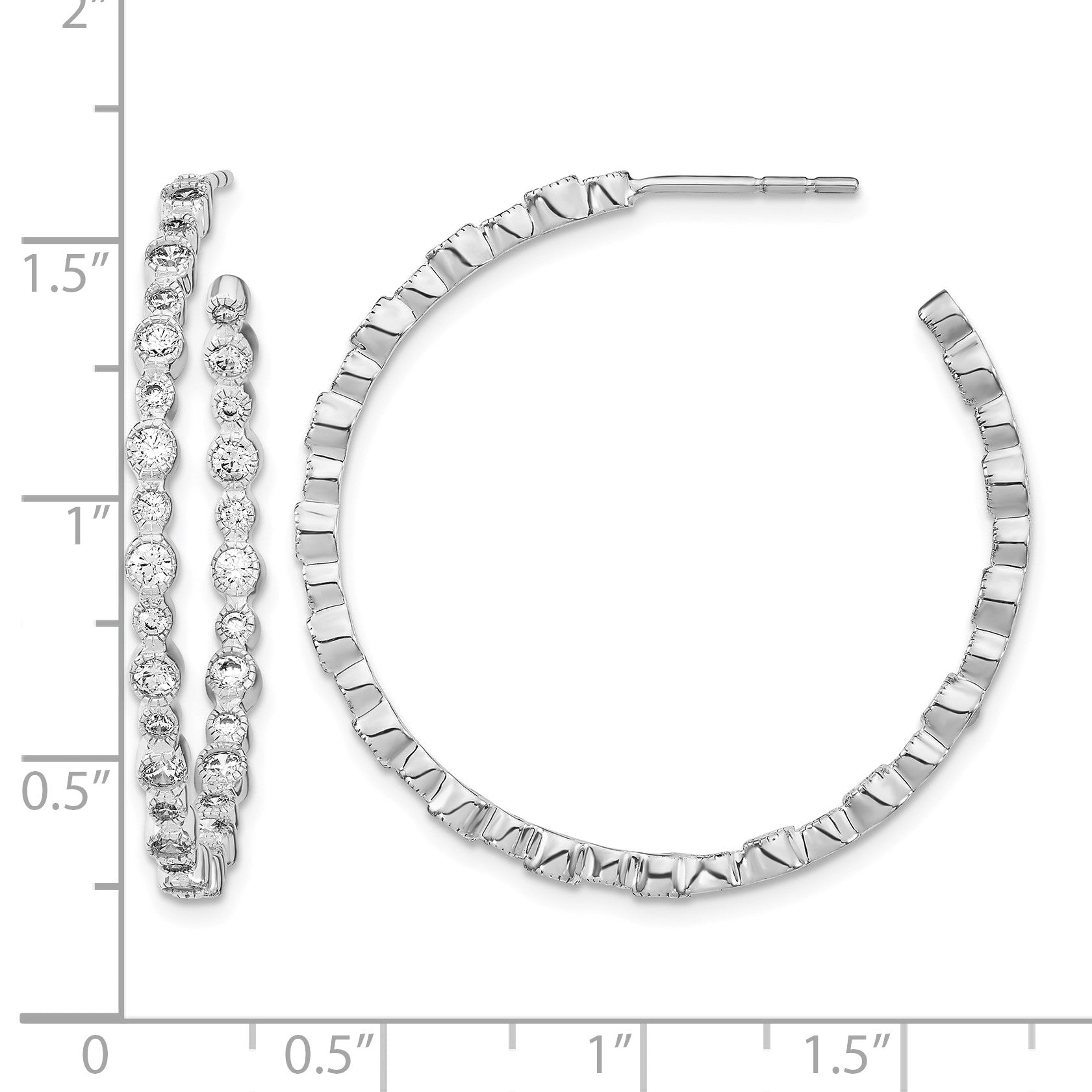 14K Weißgold Creolen mit Stecker, Kreis-Zargenfassung, 1,5 ct. Laborgezüchtete Diamanten, VS/SI+ G+