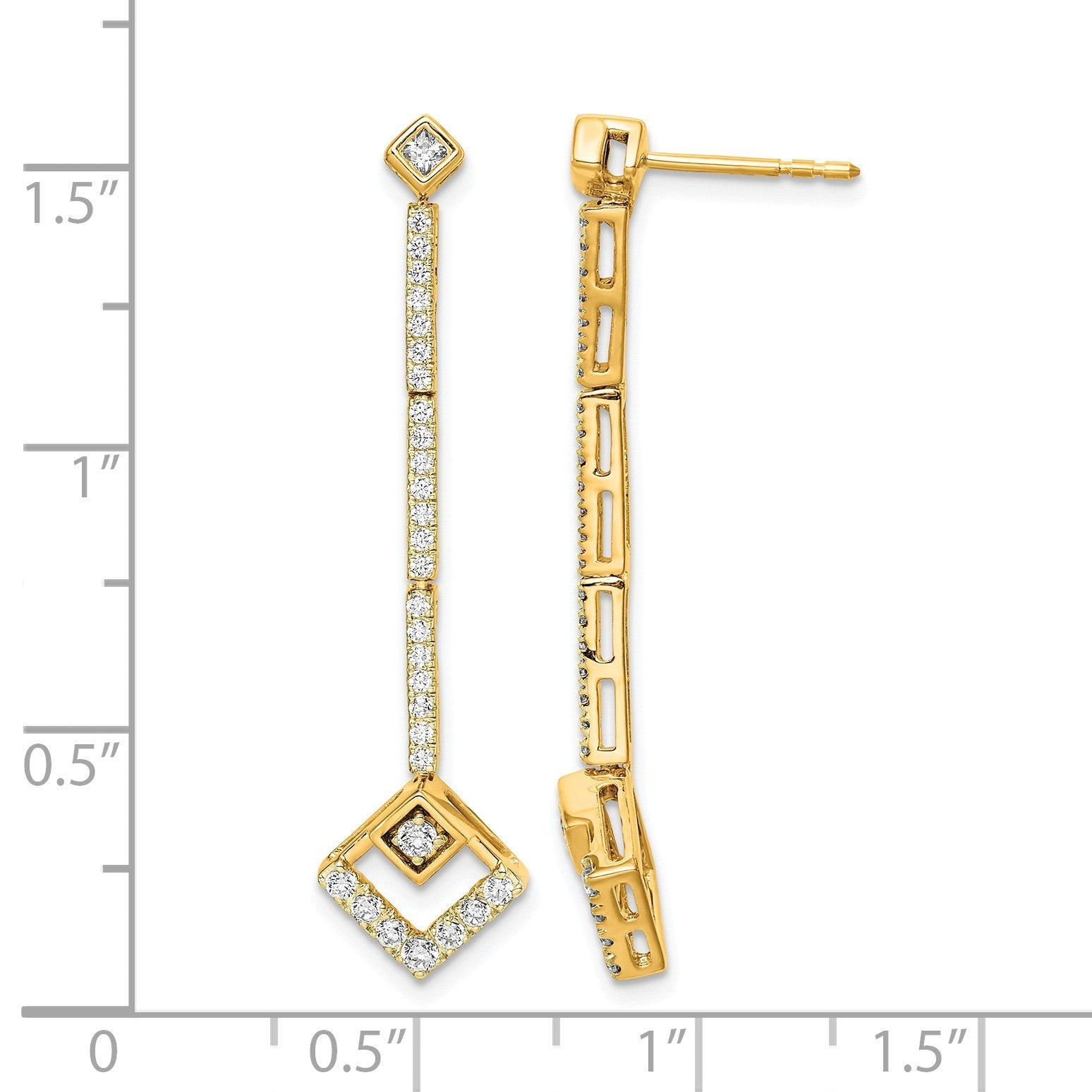 14K Gelbgold Ohrhänger mit 0,5 ct. im Labor gezüchteten Diamanten VS/SI+ G+