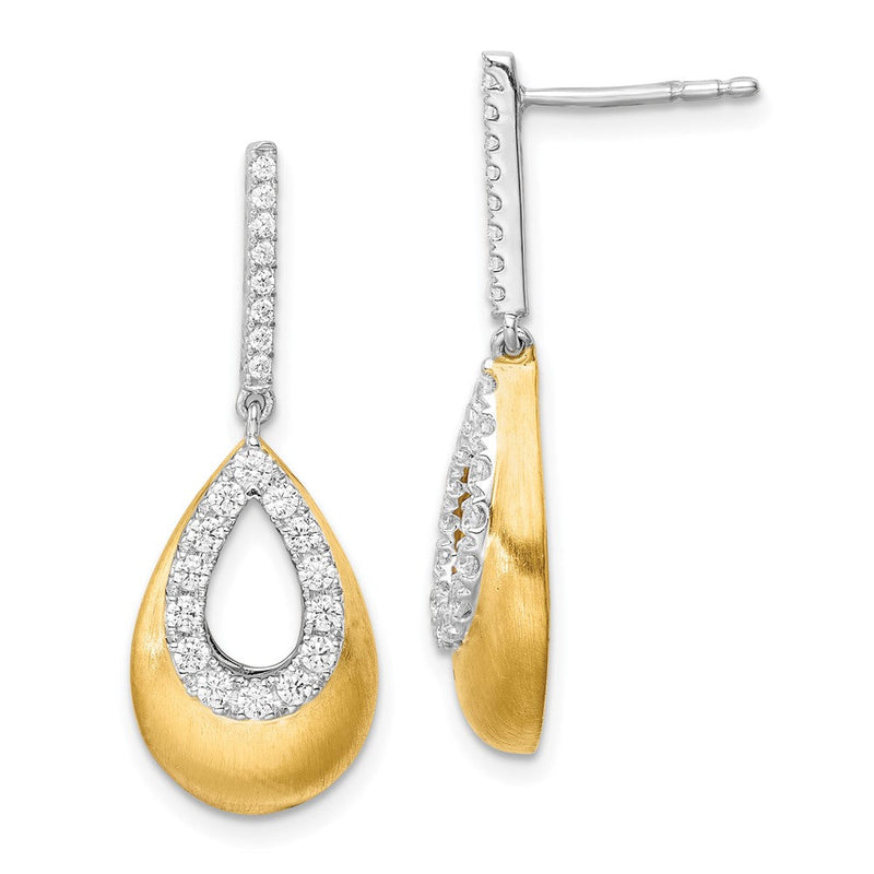 14K Bicolor Laborgezüchtete Diamant VS/SI+ G+ Tropfen-Ohrstecker