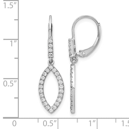 14K Weißgold Ohrhänger mit 0,5 ct. Laborgezüchteten Diamanten VS/SI+ G+ Komplett-Fashion mit Leverback-Verschluss