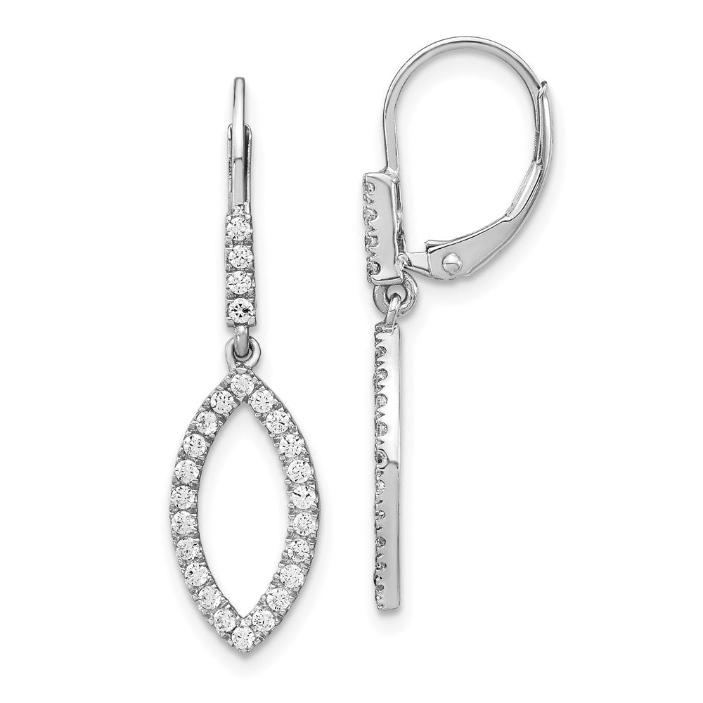 14K Weißgold Ohrhänger mit 0,5 ct. Laborgezüchteten Diamanten VS/SI+ G+ Komplett-Fashion mit Leverback-Verschluss