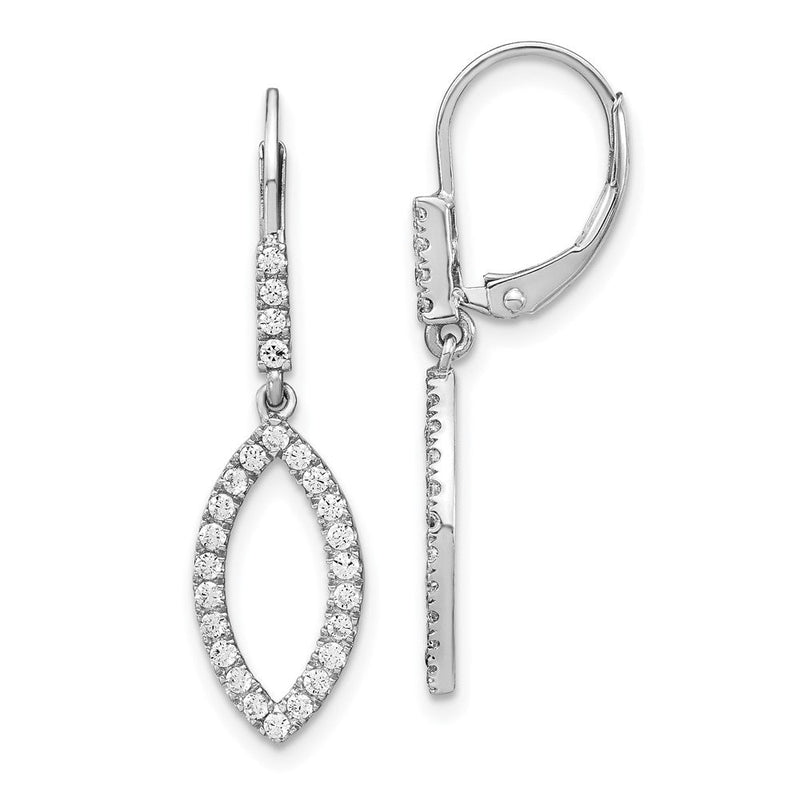 14K Weißgold Ohrhänger mit 0,5 ct. Laborgezüchteten Diamanten VS/SI+ G+ Komplett-Fashion mit Leverback-Verschluss