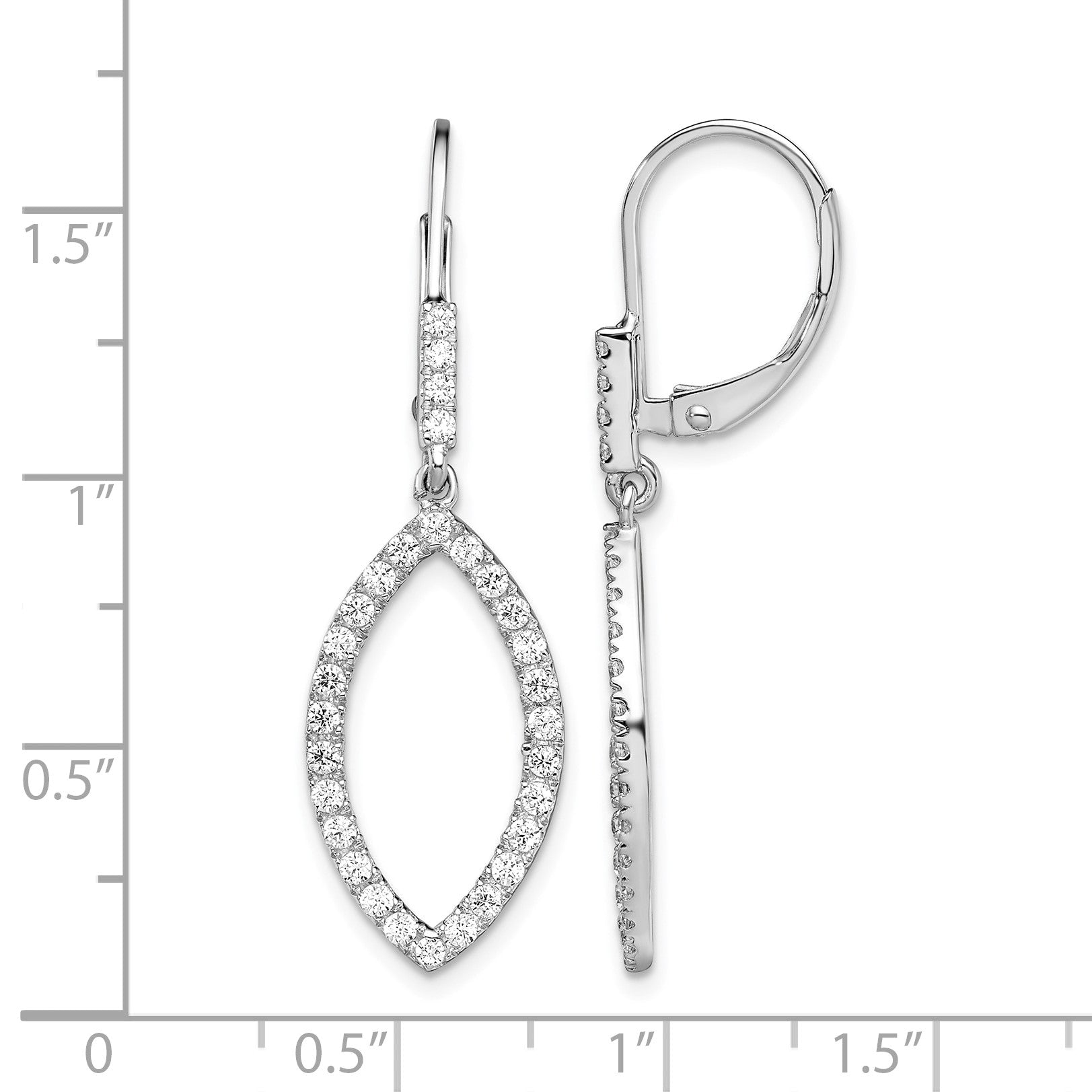 14K Weißgold Ohrhänger mit Leverback-Verschluss, 0,75 ct. Labor-Diamanten VS/SI+ G+