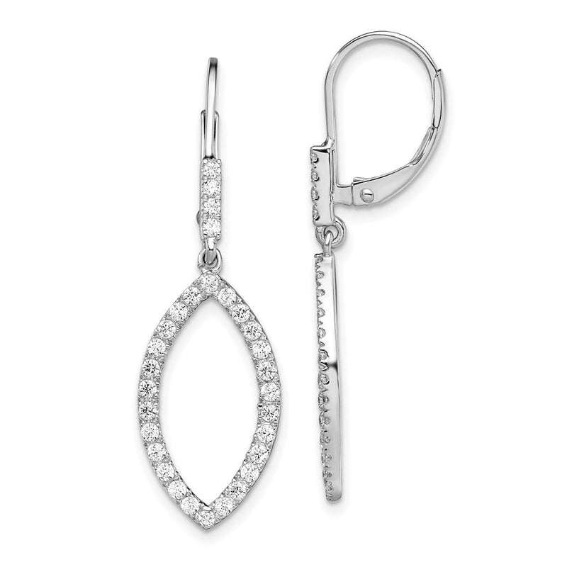 14K Weißgold Ohrhänger mit Leverback-Verschluss, 0,75 ct. Labor-Diamanten VS/SI+ G+