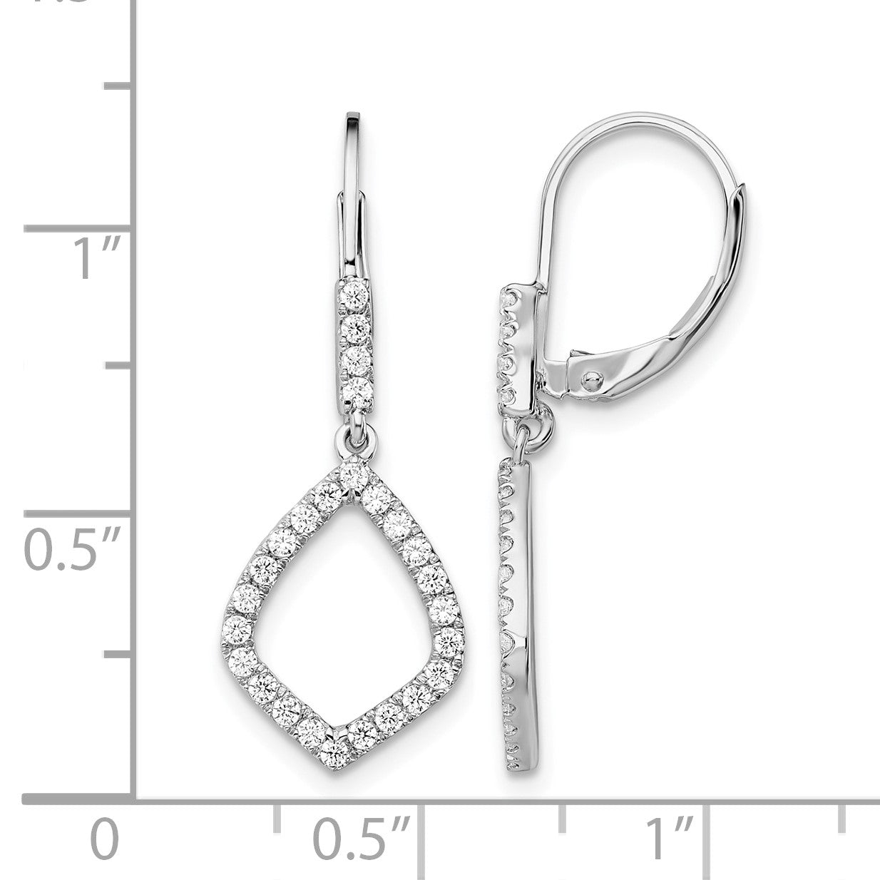 14K Weißgold Modische Ohrhänger mit Leverback-Verschluss, 0,5 ct. Laborgezüchtete Diamanten, VS/SI+ G+