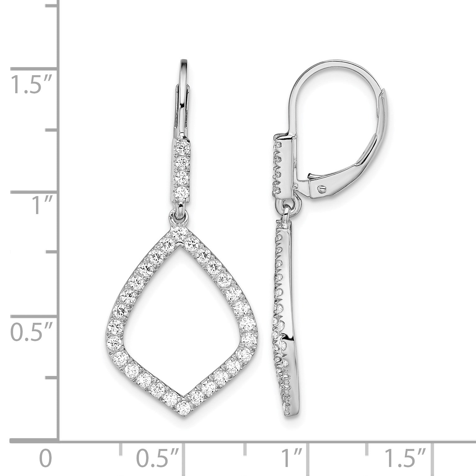 14K Weißgold 0,75 ct. Labor gezüchtete Diamant VS/SI+ G+ Fashion-Ohrhänger mit Leverback-Verschluss