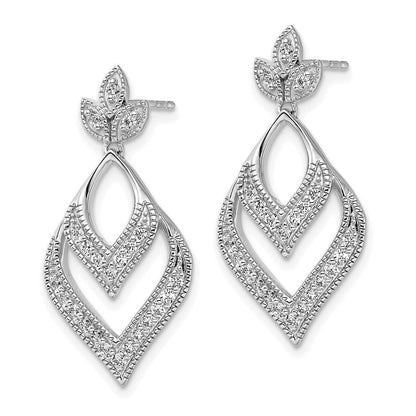 14K Weißgold Ohrringe mit Post, Labor gezüchtete Diamanten im Fancy-Tropfen-Schliff, VS/SI, FGH