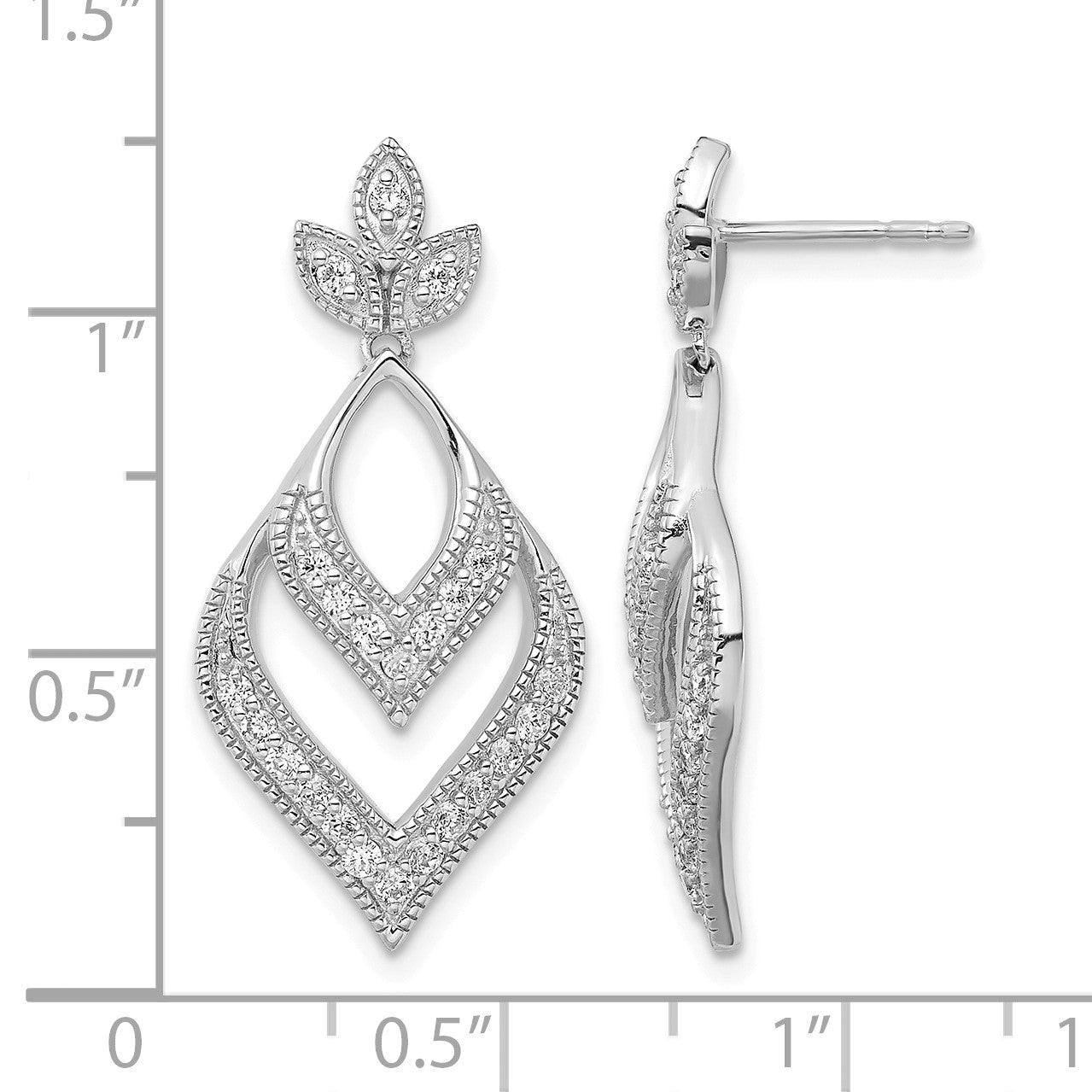 14K Weißgold Ohrringe mit Post, Labor gezüchtete Diamanten im Fancy-Tropfen-Schliff, VS/SI, FGH