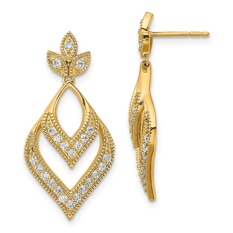 14K Gelbgold Labor-Diamant VS/SI FGH Fancy Tropfen-Ohrstecker