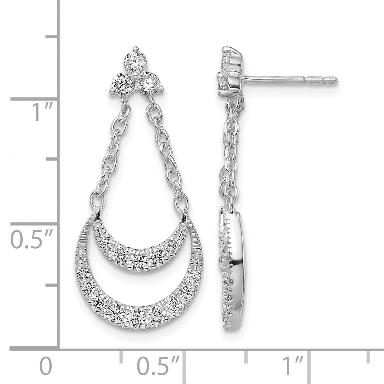 14K Weißgold Ohrhänger mit im Labor gezüchteten Diamanten, VS/SI, FGH, Fancy-Kronleuchter-Design, mit Stecker