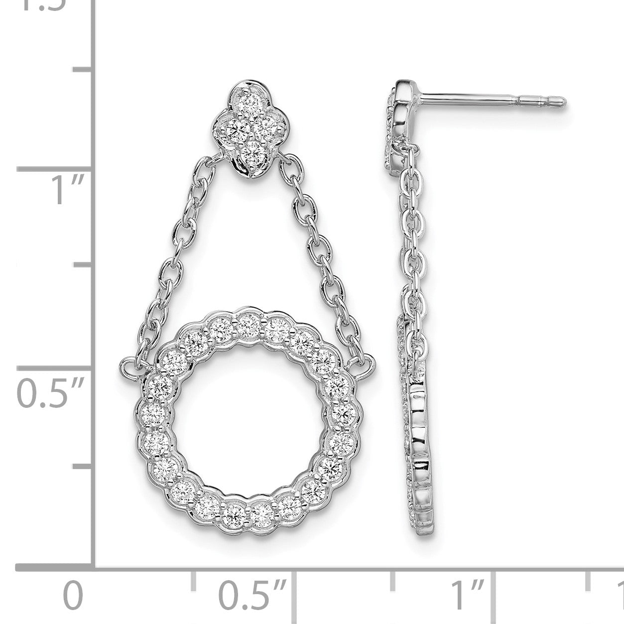 14K Weißgold Kreiskette-Ohrhänger mit Laborgezüchteten Diamanten VS/SI+ G+