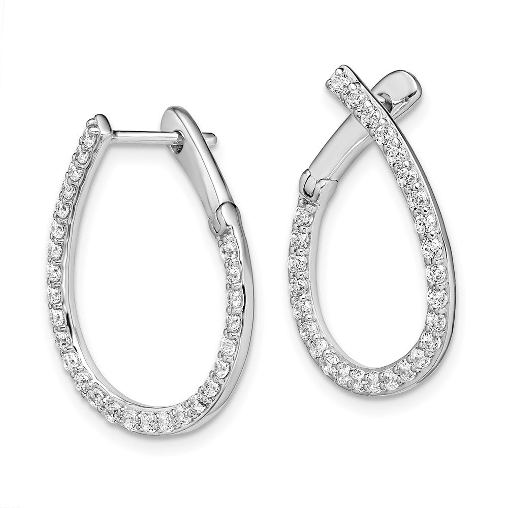 14K Weißgold Creolen mit durchgehendem Scharnier, 0,75 ct. Laborgezüchtete Diamanten, VS/SI+ G+