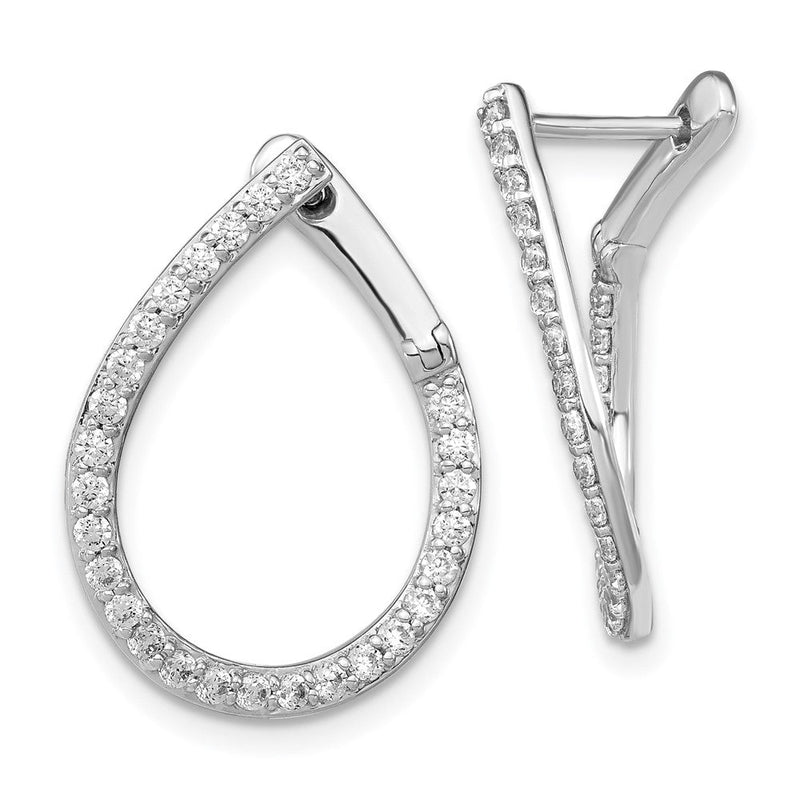 14K Weißgold Creolen mit durchgehendem Scharnier, 0,75 ct. Laborgezüchtete Diamanten, VS/SI+ G+