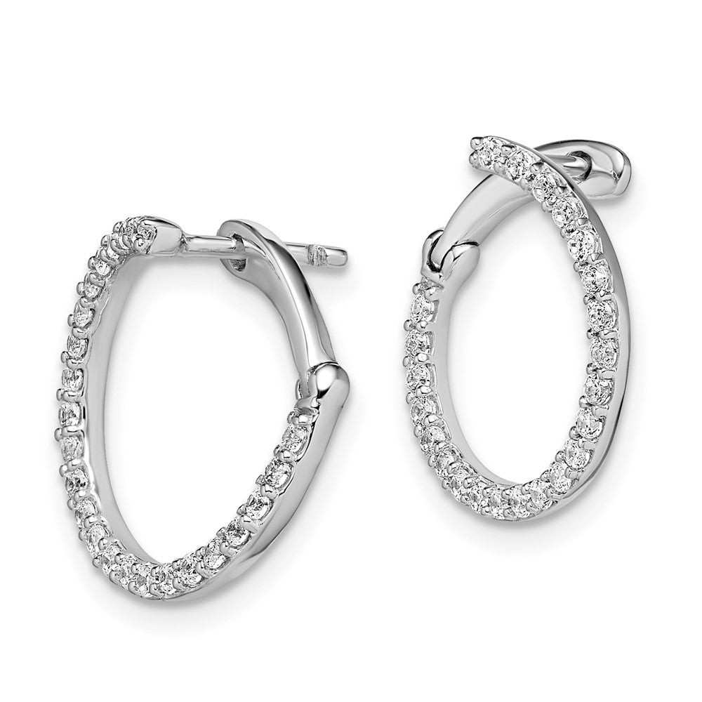 14K Weißgold Creolen mit laborgezüchteten Diamanten, VS/SI FGH, Fantasie-Kreis-Twist-Design