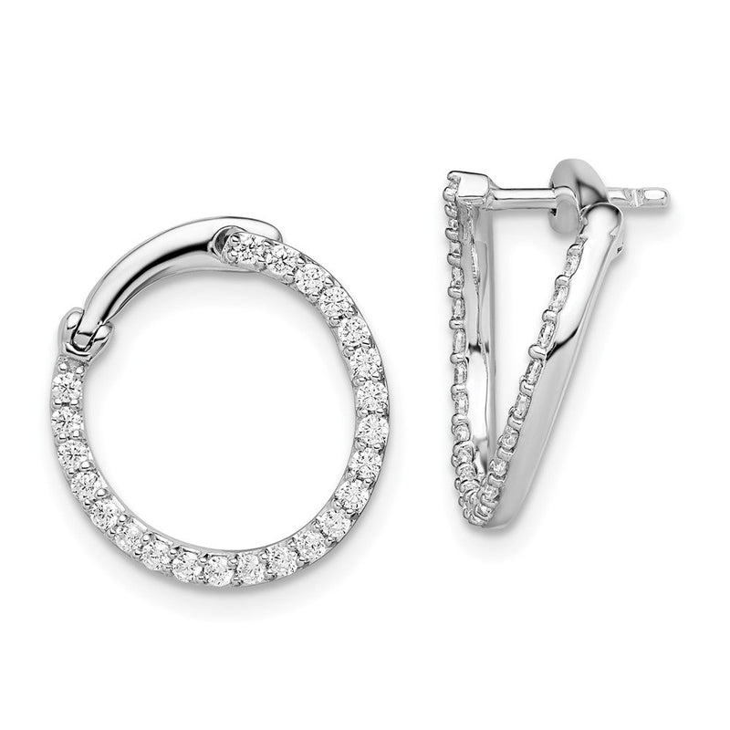 14K Weißgold Creolen mit laborgezüchteten Diamanten, VS/SI FGH, Fantasie-Kreis-Twist-Design