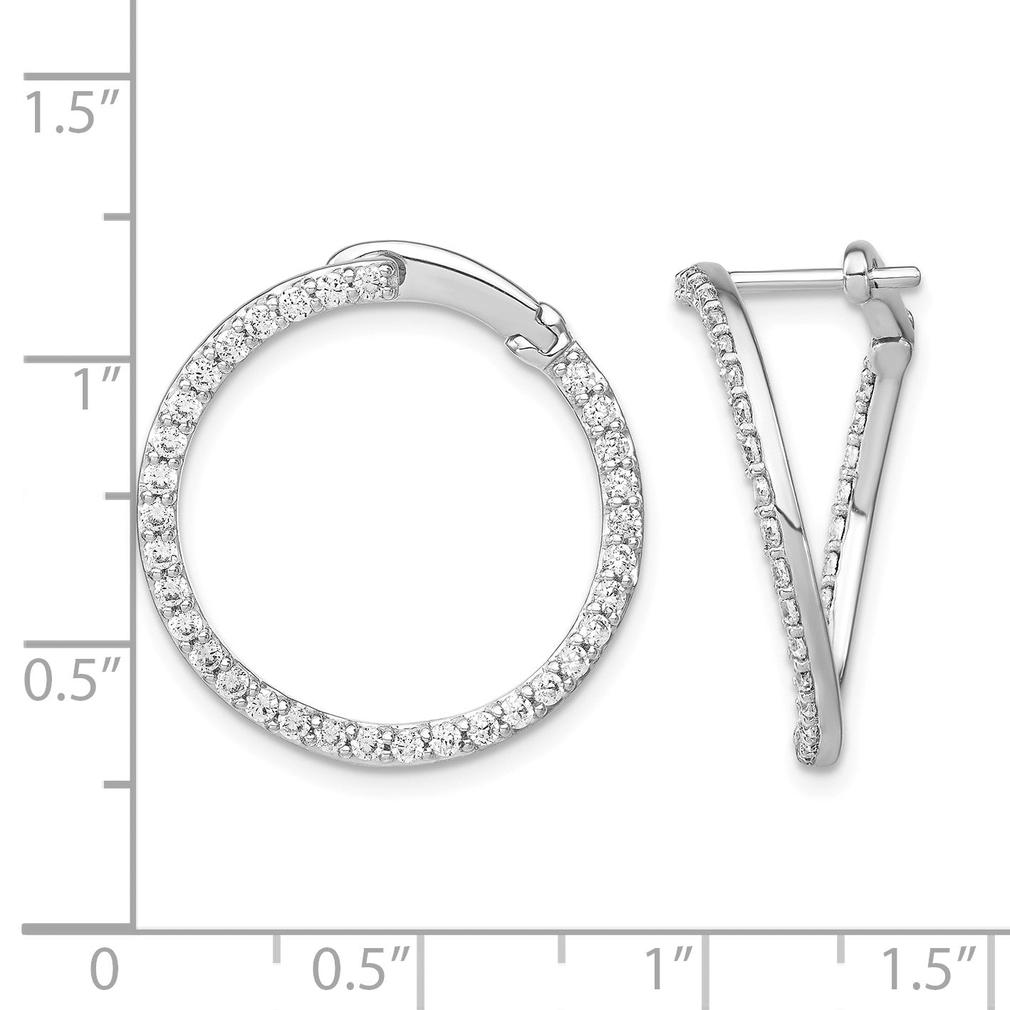 14K Weißgold Creolen mit im Labor gezüchteten Diamanten VS/SI FGH, Fancy Circle Twist