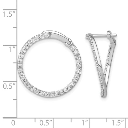 14K Weißgold Creolen mit im Labor gezüchteten Diamanten VS/SI FGH, Fancy Circle Twist