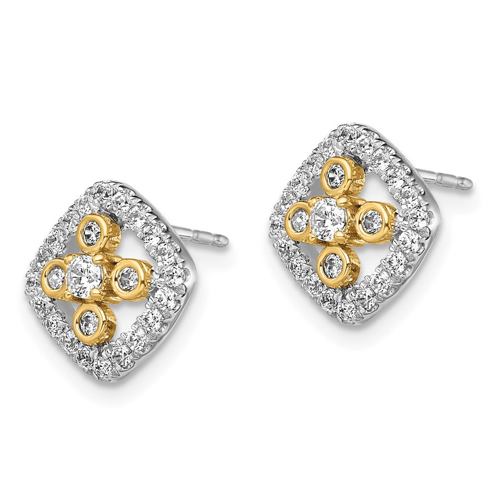 14K Bicolor Ohrstecker mit laborgezüchteten Diamanten im Fancy-Square-Schliff, VS/SI+ G+