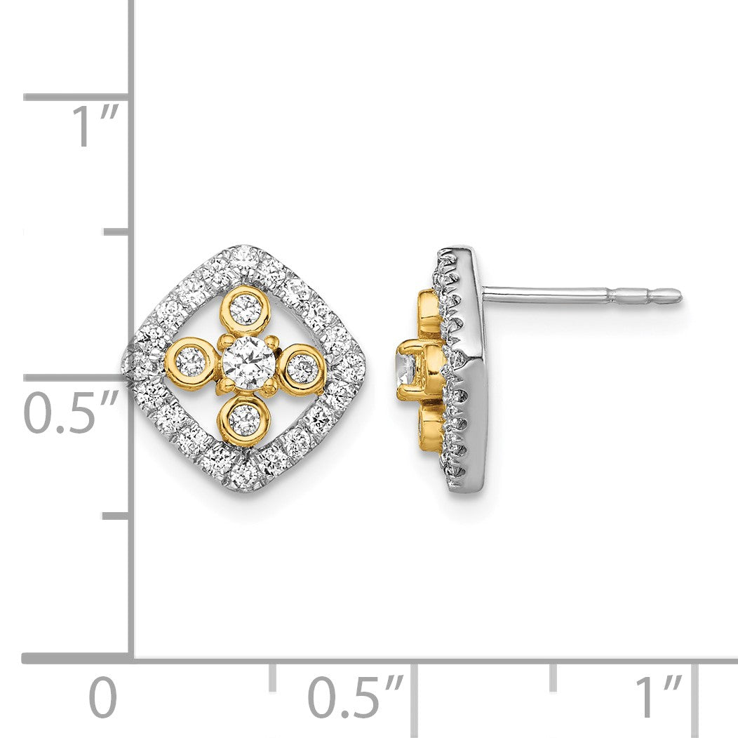 14K Bicolor Ohrstecker mit laborgezüchteten Diamanten im Fancy-Square-Schliff, VS/SI+ G+