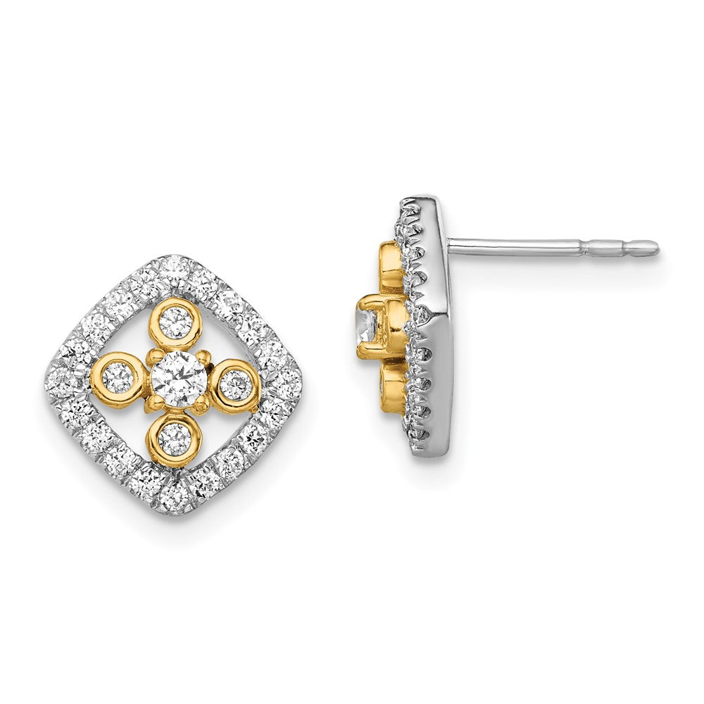 14K Bicolor Ohrstecker mit laborgezüchteten Diamanten im Fancy-Square-Schliff, VS/SI+ G+