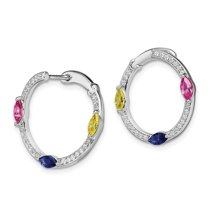 14K Weißgold Creolen mit im Labor gezüchteten Diamanten VS/SI FGH, Twist-Design