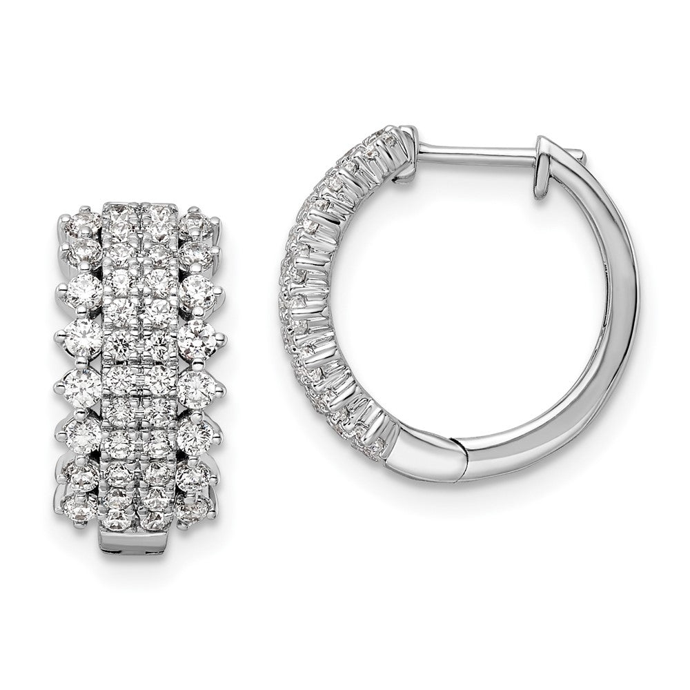 14K Weißgold Creolen mit Scharnierverschluss, 1 ct. Laborgezüchtete Diamanten, VS/SI+ G+