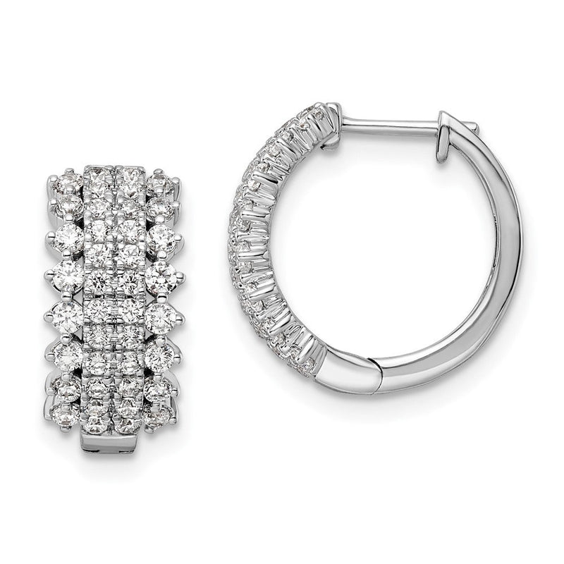 14K Weißgold Creolen mit Scharnierverschluss, 1 ct. Laborgezüchtete Diamanten, VS/SI+ G+