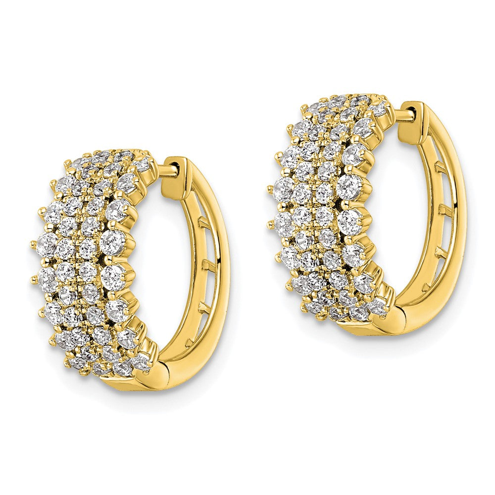 14K Gelbgold Creolen mit Scharnier, 1 ct. im Labor gezüchteter Diamant, VS/SI+ G+