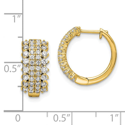 14K Gelbgold Creolen mit Scharnier, 1 ct. im Labor gezüchteter Diamant, VS/SI+ G+