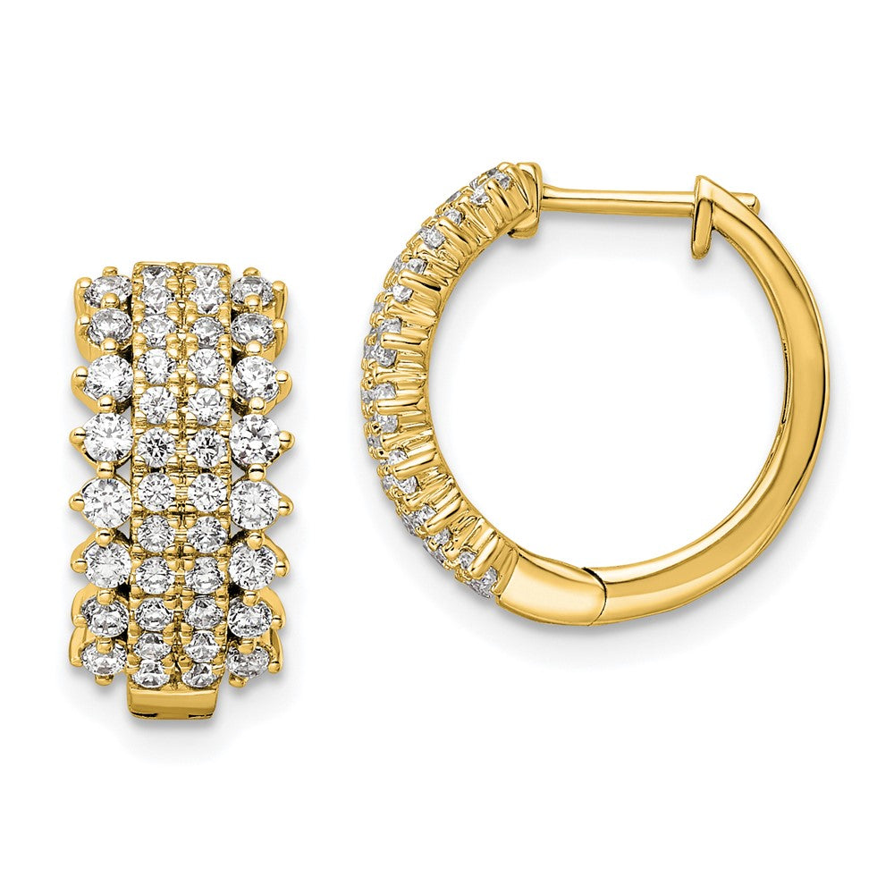 14K Gelbgold Creolen mit Scharnier, 1 ct. im Labor gezüchteter Diamant, VS/SI+ G+