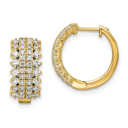 14K Gelbgold Creolen mit Scharnier, 1 ct. im Labor gezüchteter Diamant, VS/SI+ G+