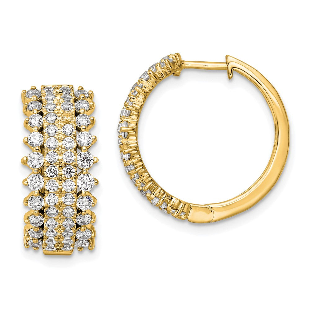 14K Gelbgold Creolen mit Scharnier, 2 ct. Labordiamanten, VS/SI+ G+