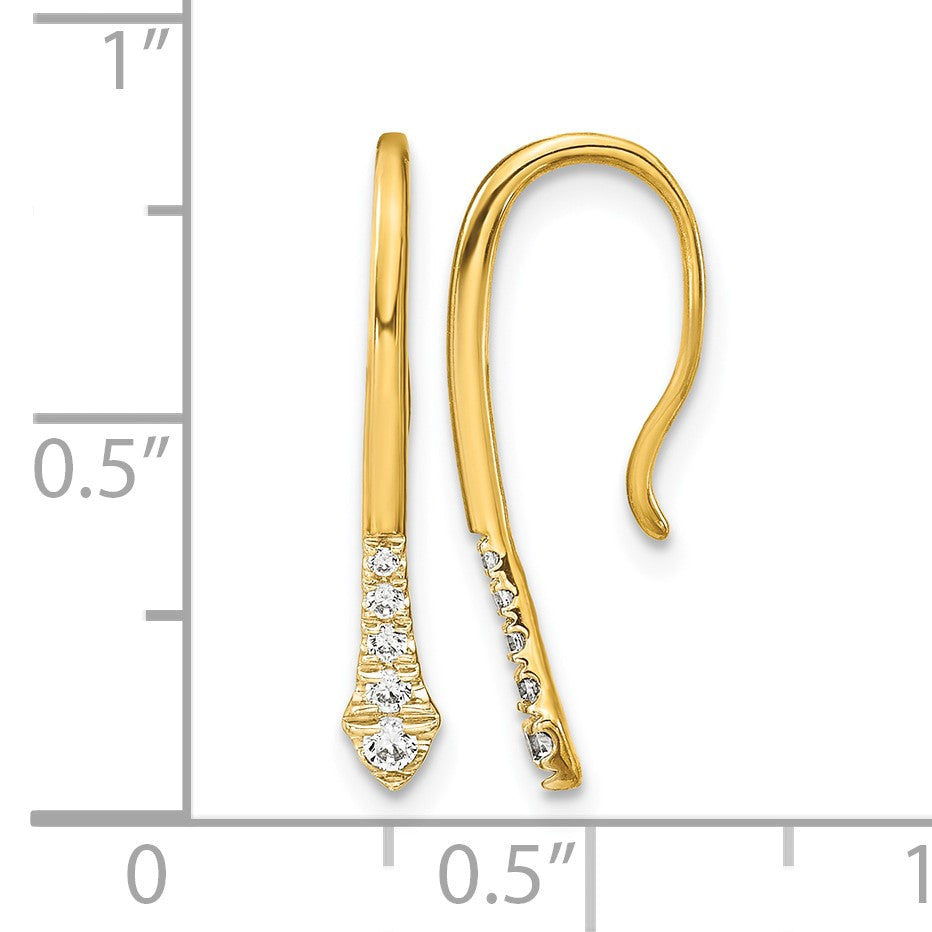 14K Gelbgold 0,125 ct. Laborgezüchtete Diamant VS/SI+ G+ Ohrhänger mit Draht