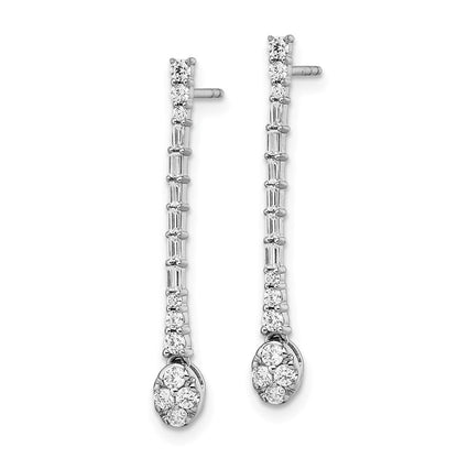 14K Weißgold Diamant-Ohrhänger, poliert, mit echten Diamanten und Ohrstecker-Verschluss