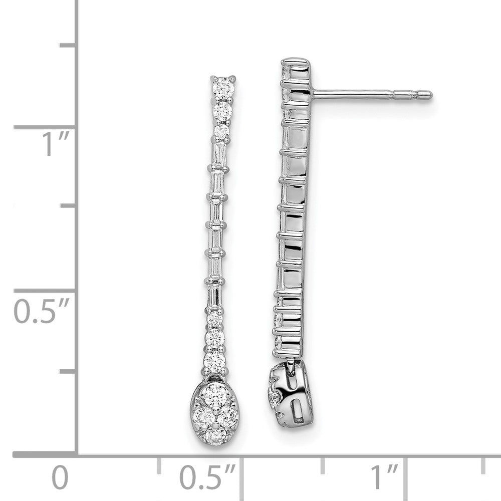 14K Weißgold Diamant-Ohrhänger, poliert, mit echten Diamanten und Ohrstecker-Verschluss