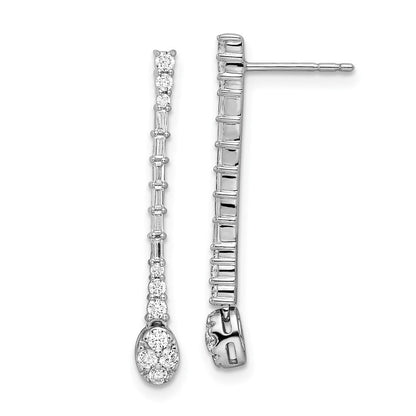 14K Weißgold Diamant-Ohrhänger, poliert, mit echten Diamanten und Ohrstecker-Verschluss