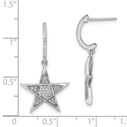 14K Weißgold Ohrstecker Stern poliert mit echten Diamanten