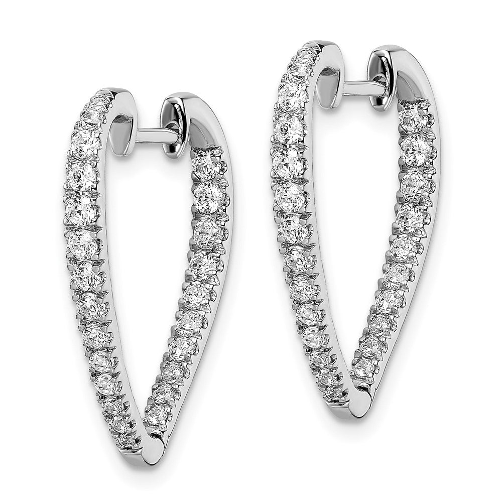14K Weißgold Diamant-Creolen, poliert, echte Diamanten innen und außen