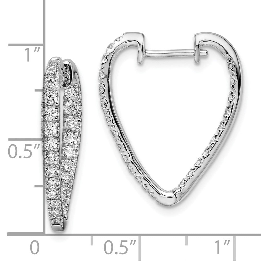 14K Weißgold Diamant-Creolen, poliert, echte Diamanten innen und außen
