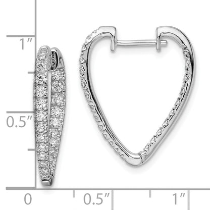 14K Weißgold Diamant-Creolen, poliert, echte Diamanten innen und außen