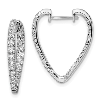 14K Weißgold Diamant-Creolen, poliert, echte Diamanten innen und außen